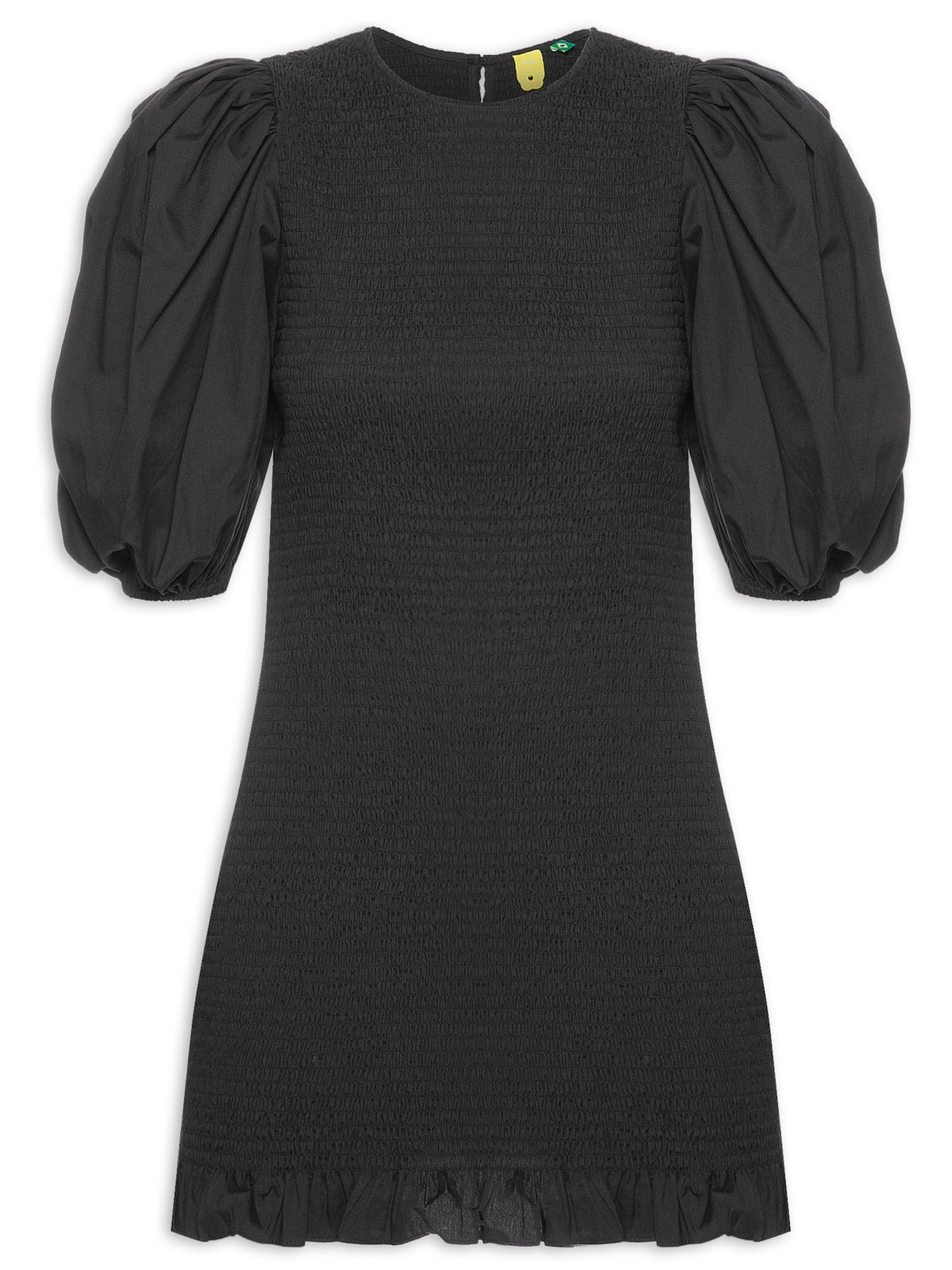 Vestido Curto Lastex Mangas - Preto