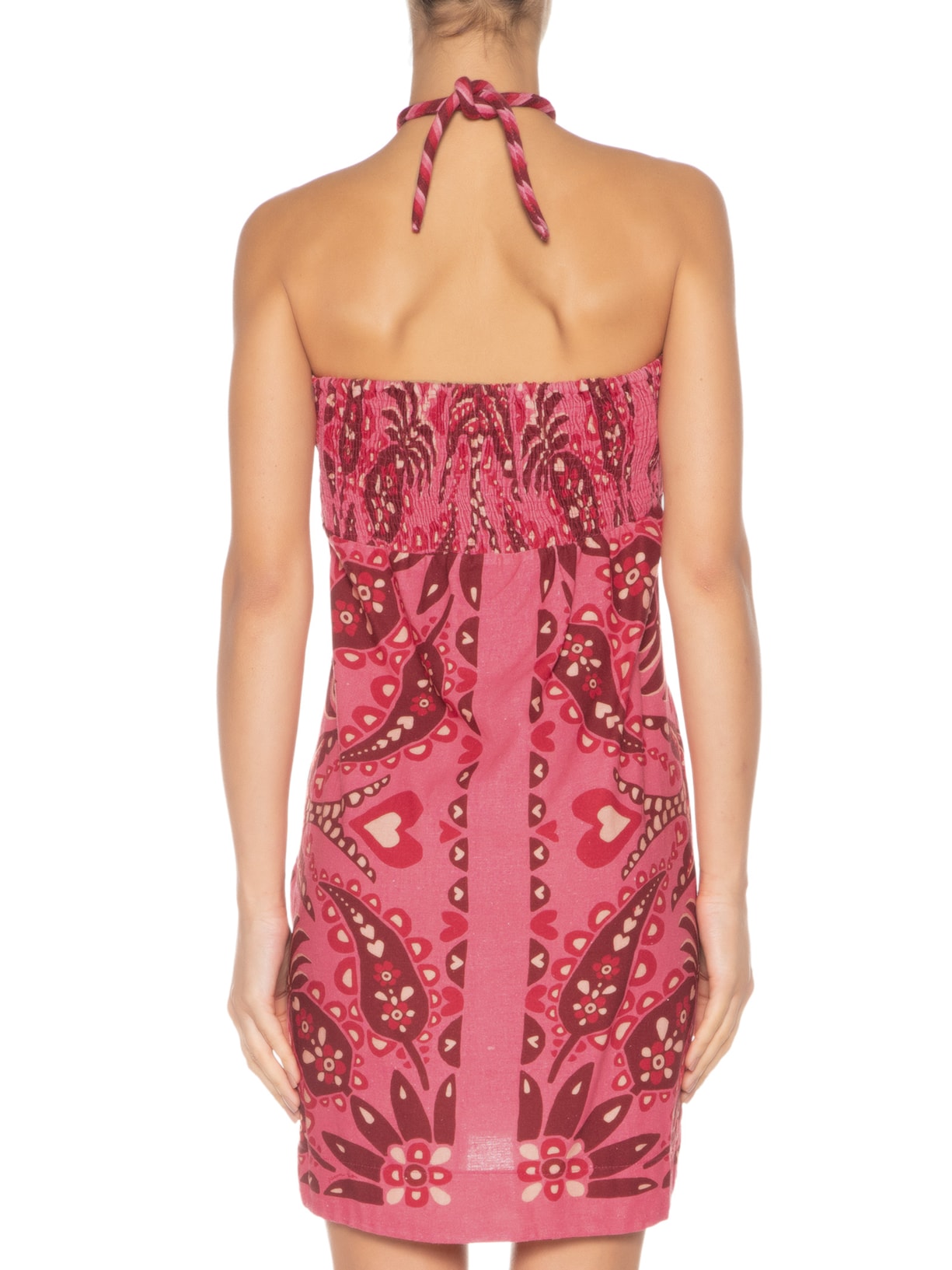 Vestido Curto Lenço Andorinha Rosa Farm