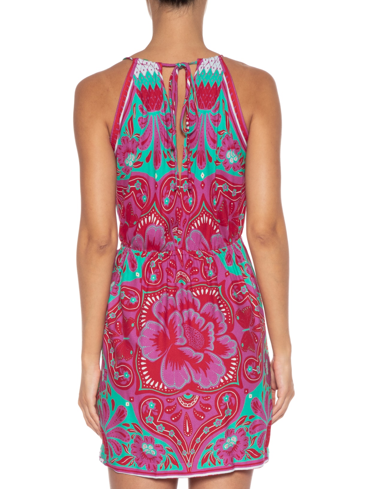 Vestido Curto Lenço Balneário Rosa Farm