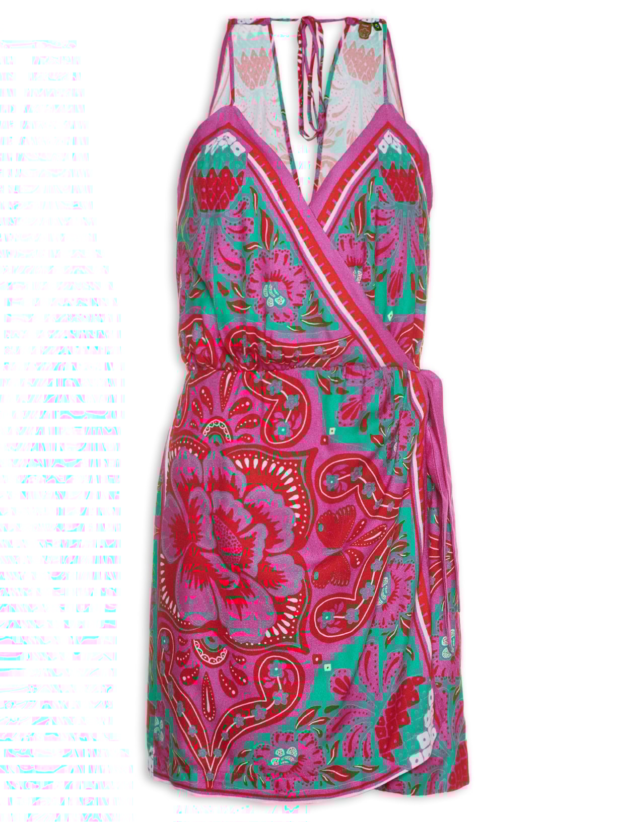 Vestido Curto Lenço Balneário Rosa Farm