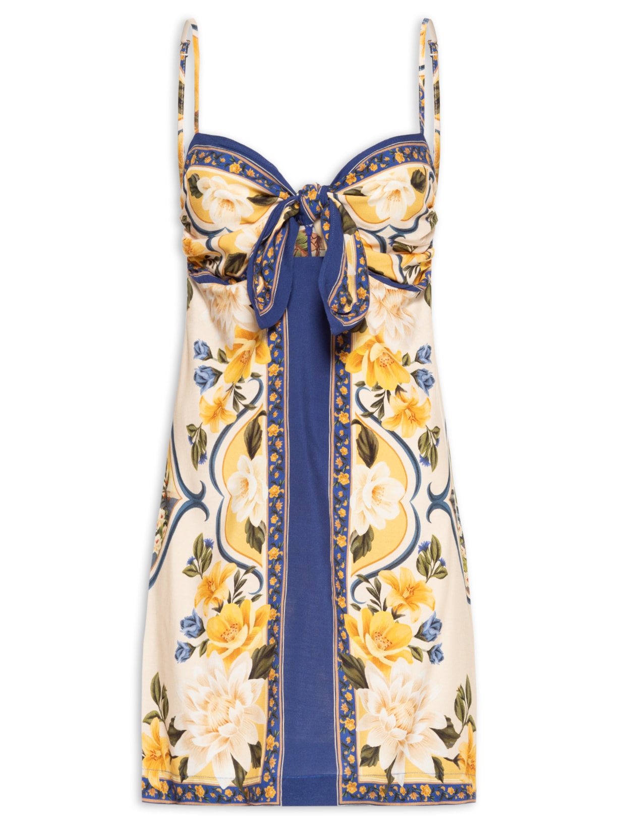 Vestido Curto Lenço Flor Do Rio - Amarelo