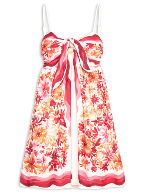 Vestido Curto Lenço Floraline – Vermelho