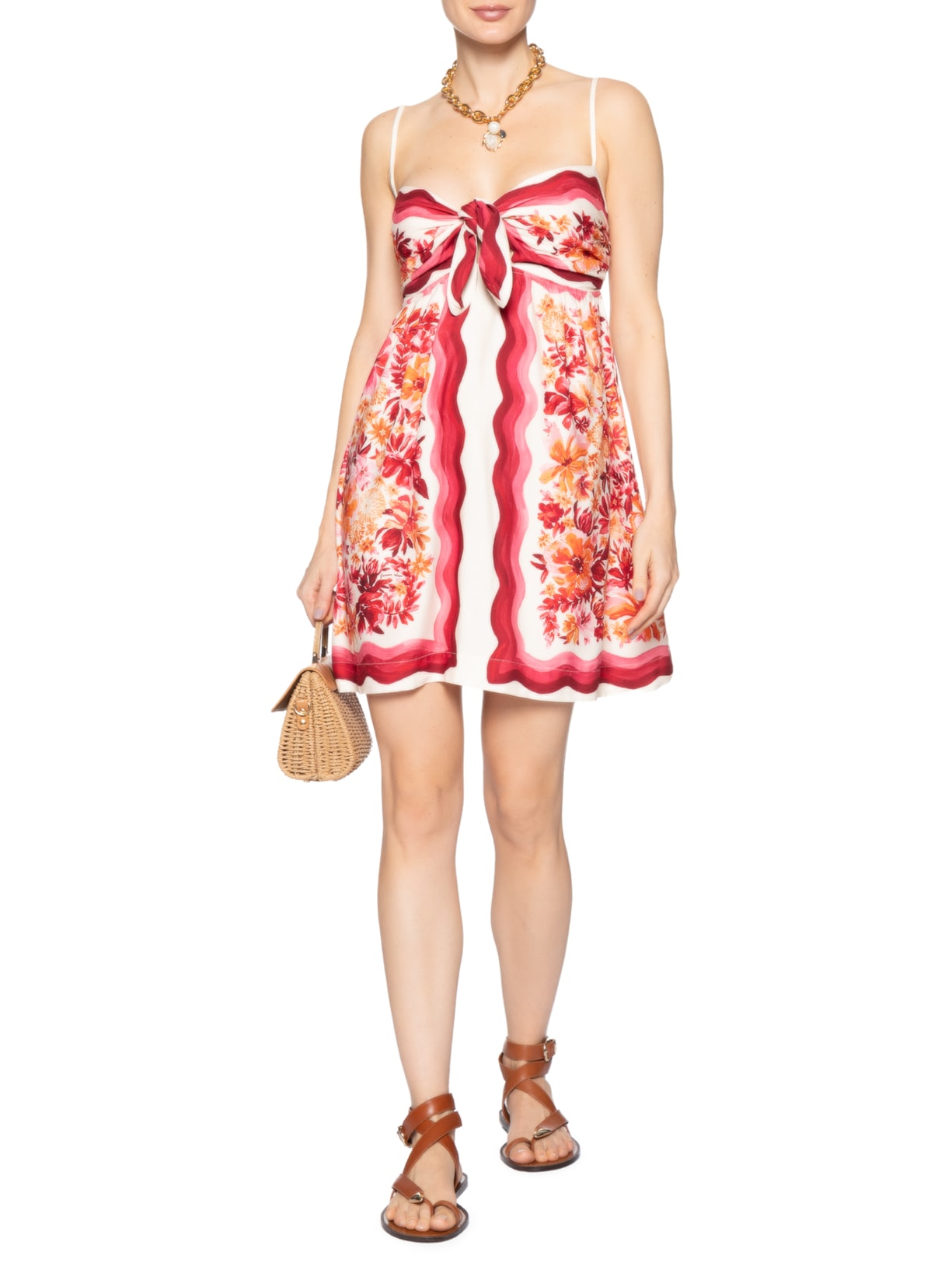 Vestido Curto Lenço Floraline – Vermelho Farm