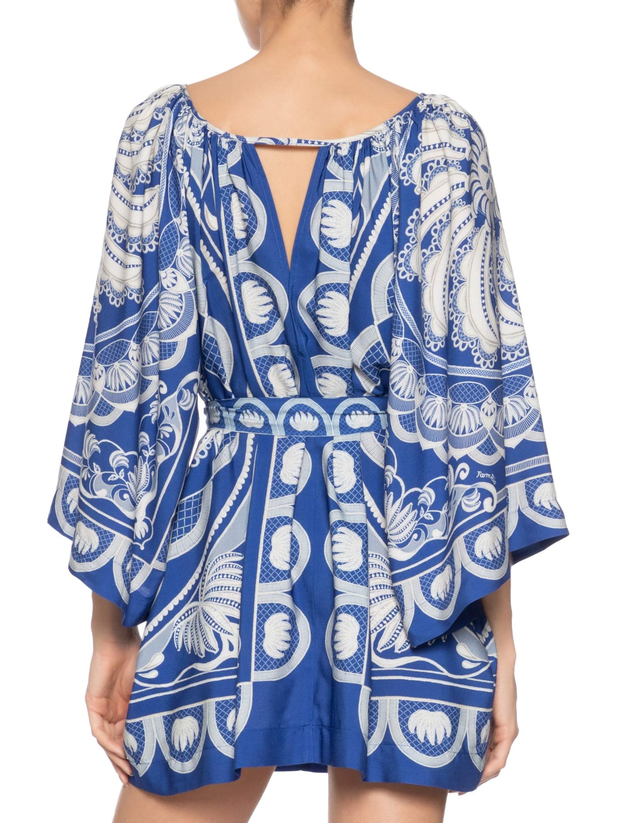 Vestido Curto Lenço Jardim De Banana Azul Farm