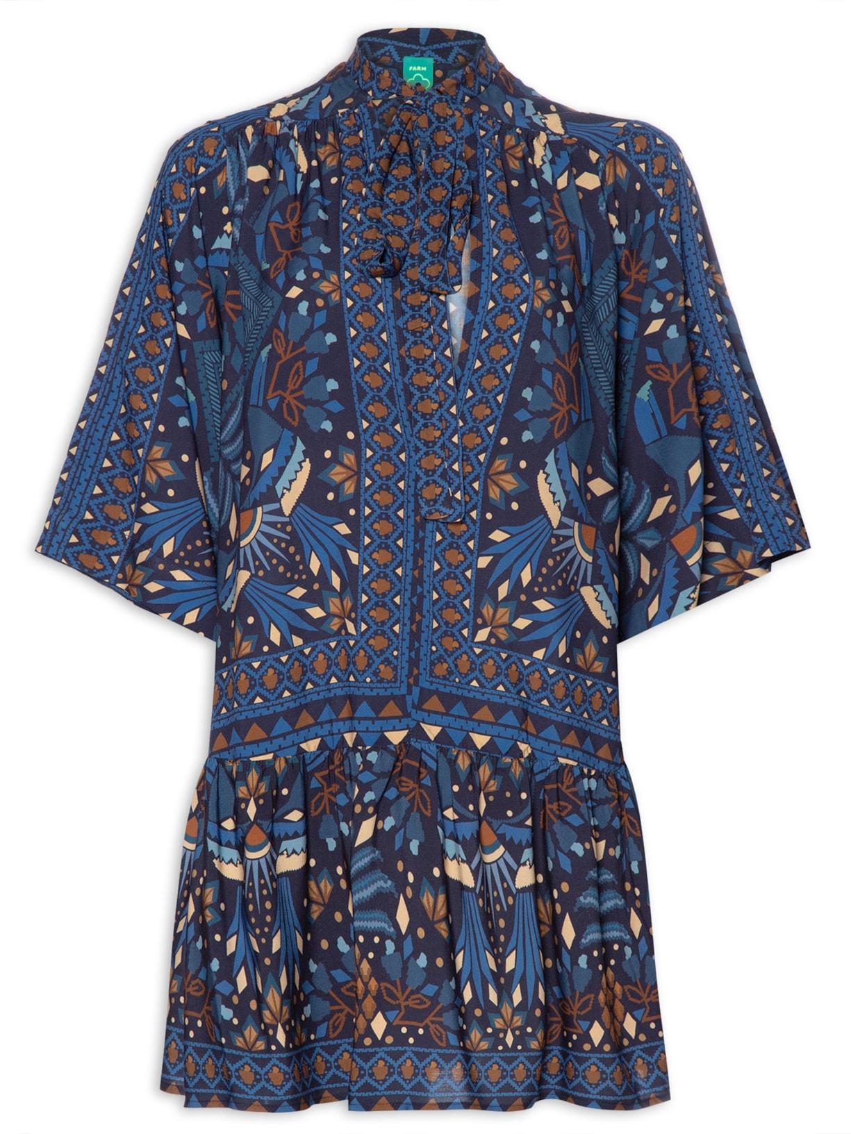 Vestido Curto Lenço Magia Tropical - Azul