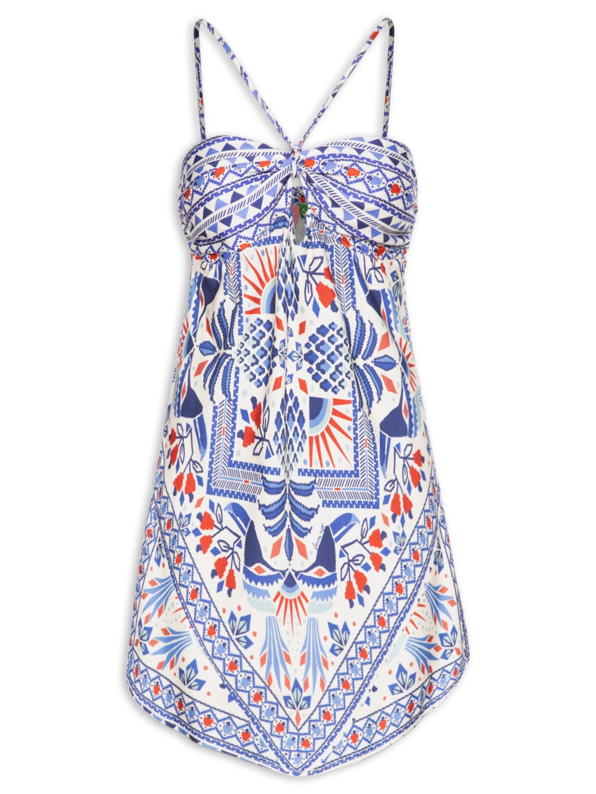 Vestido Curto Lenço Magia Tropical - Azul