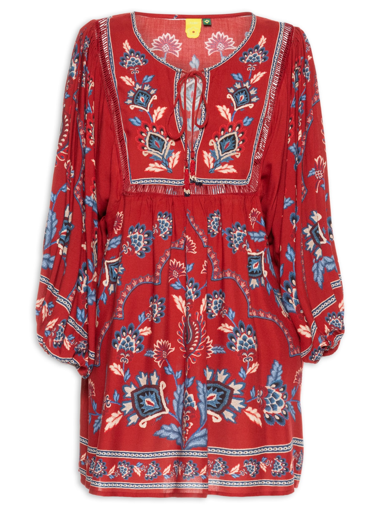 Vestido Curto Lenço Náutico - Vermelho