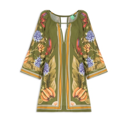 Vestido Curto Lenço Tropical - Verde