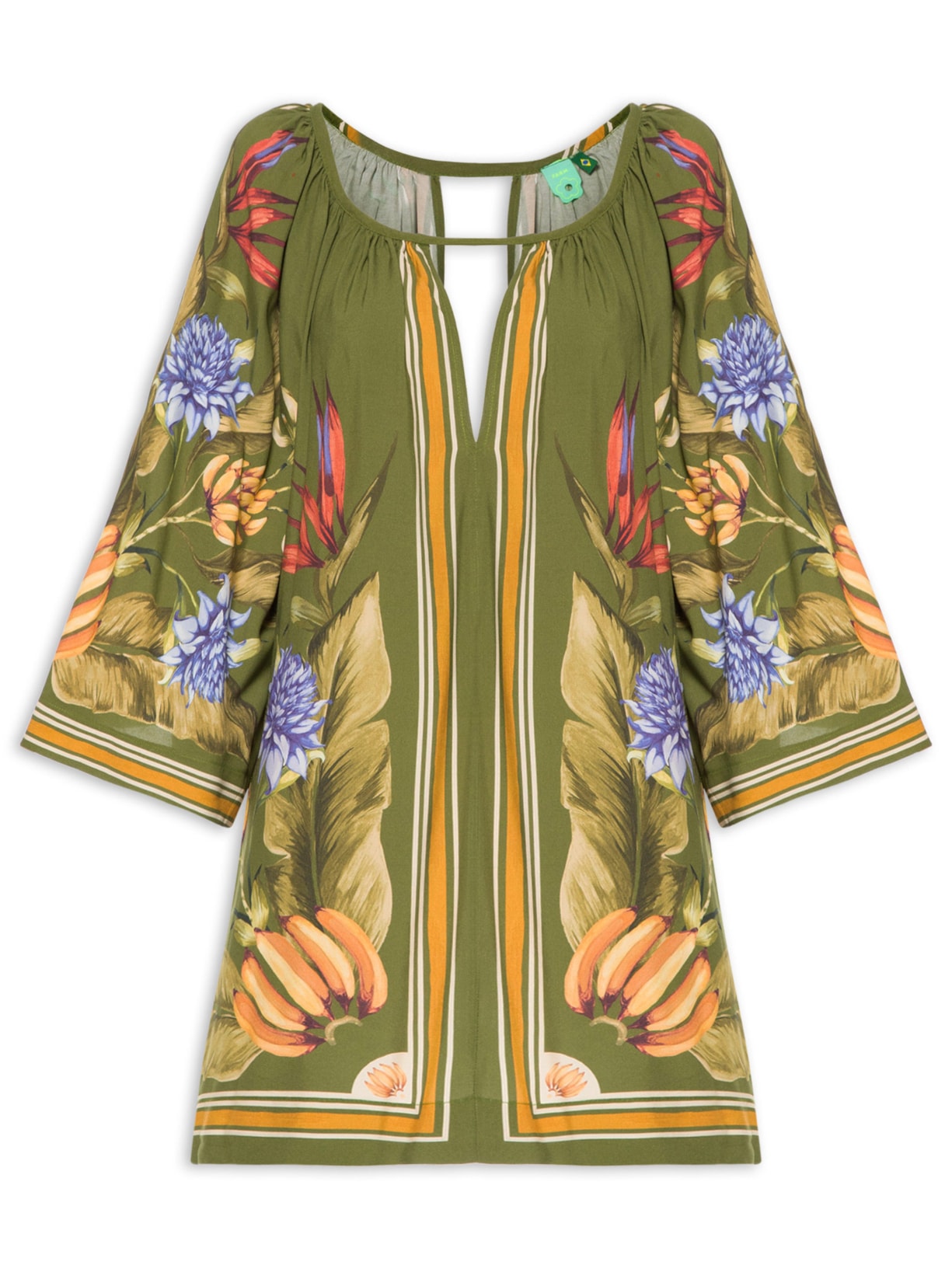 Vestido Curto Lenço Tropical - Verde