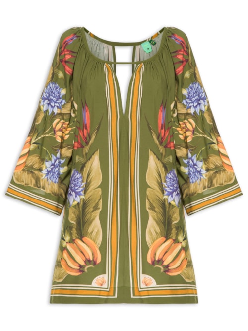 Vestido Curto Lenço Tropical - Verde