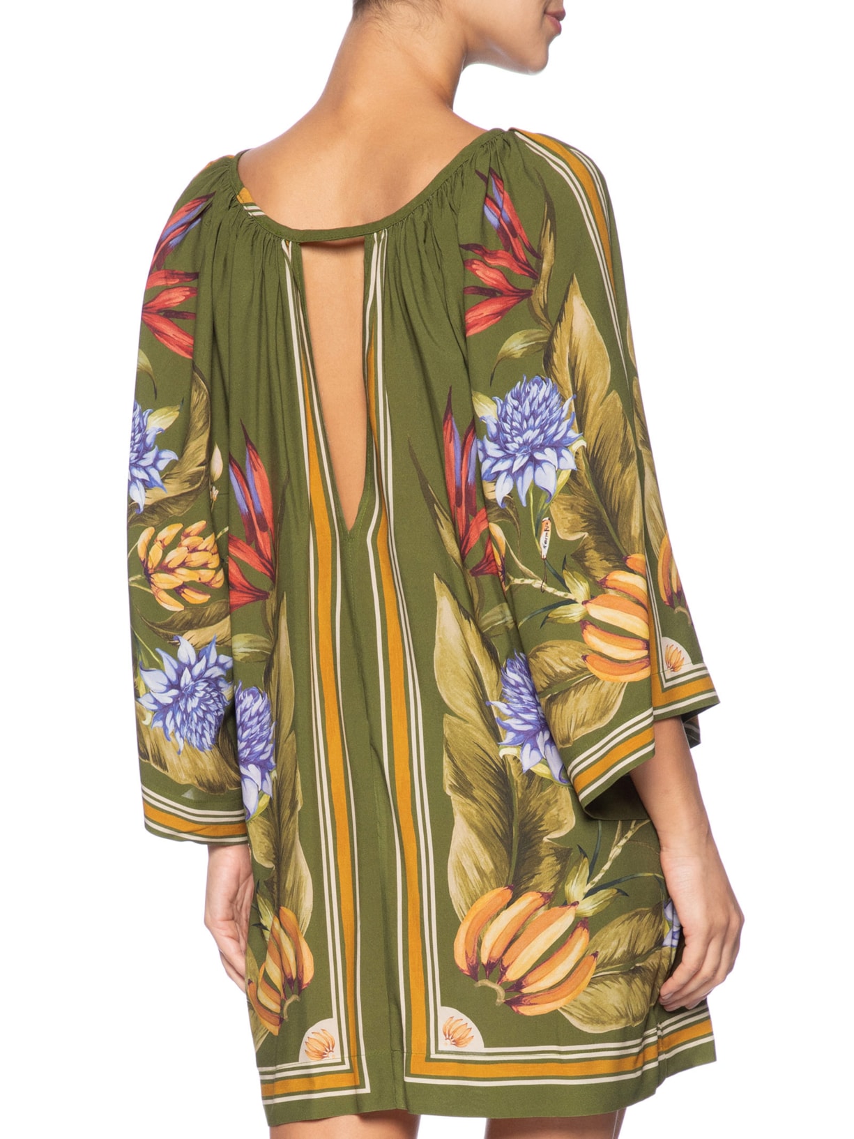 Vestido Curto Lenço Tropical Verde Farm