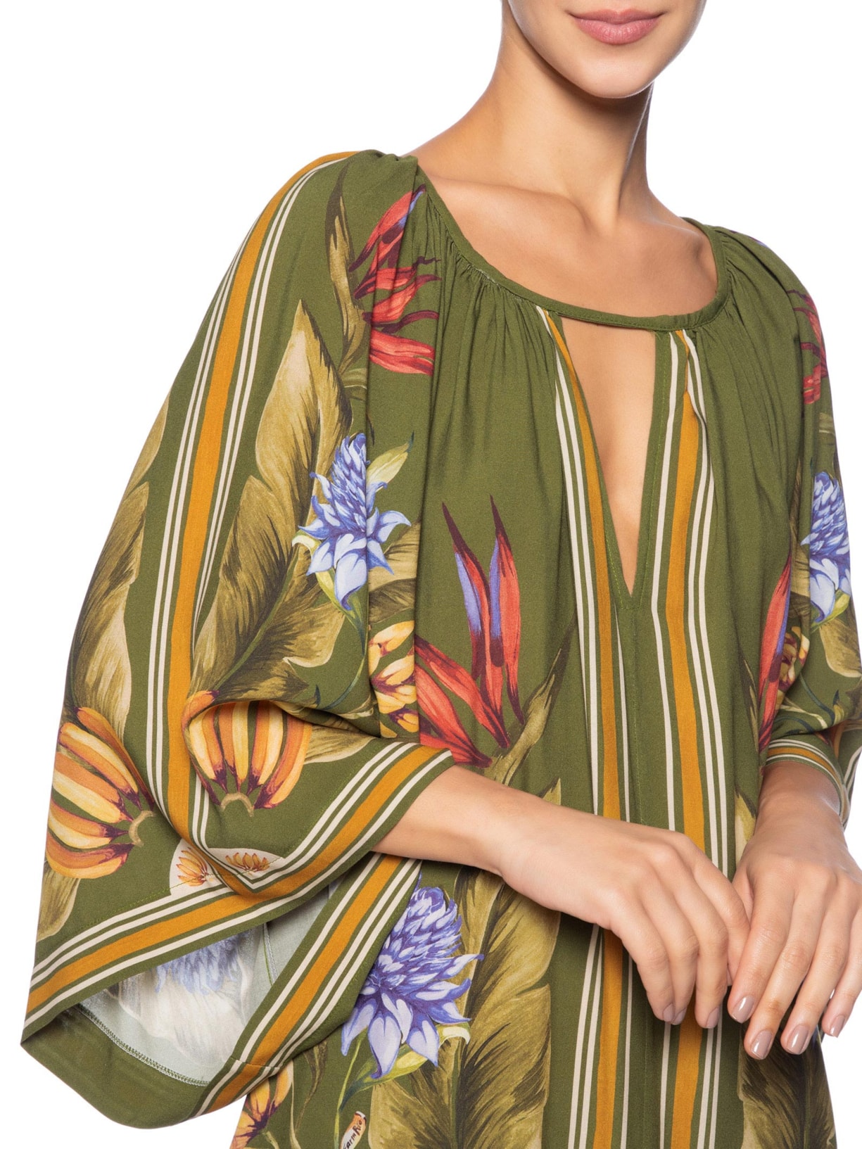 Vestido Curto Lenço Tropical Verde Farm