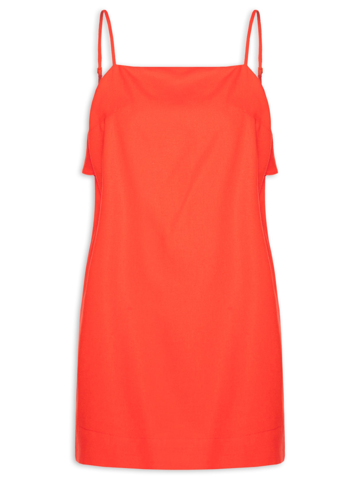 Vestido Curto Linho Babado Costas Vermelho Dress To