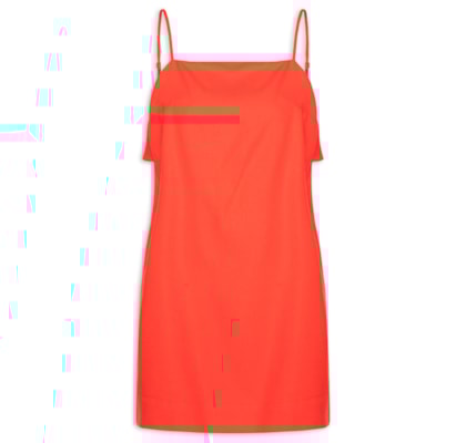 Vestido Curto Linho Babado Costas - Vermelho