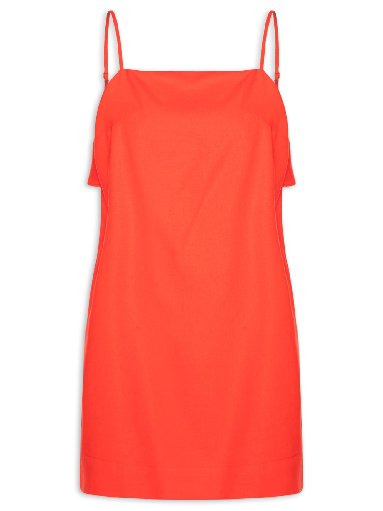 Vestido Curto Linho Babado Costas Vermelho Dress To