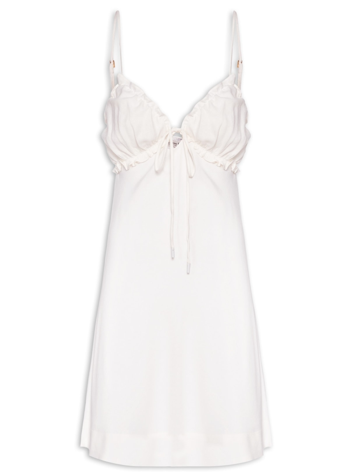 Vestido Curto Linho Busto Franzido - Off White