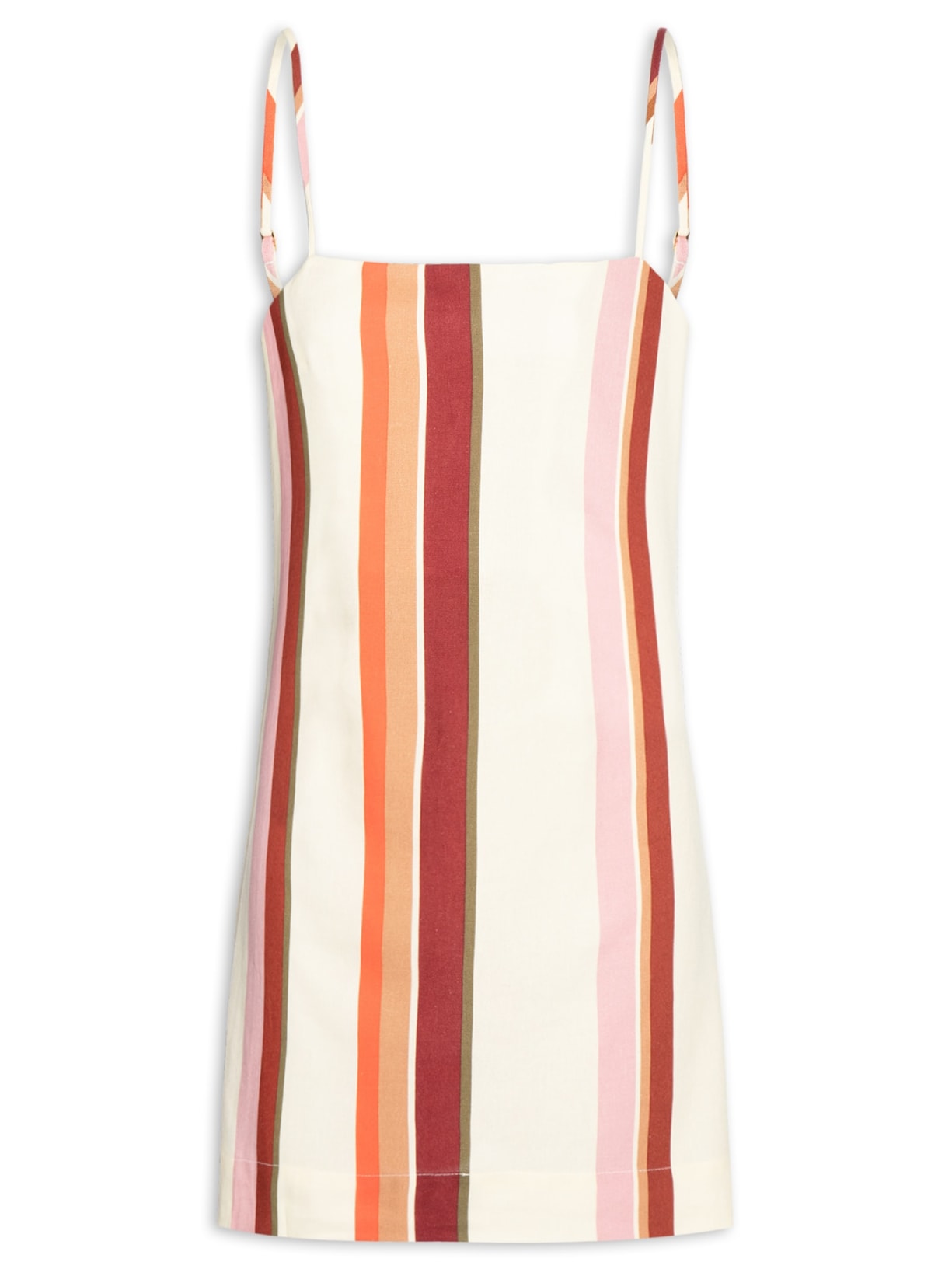 Vestido Curto Linho Est Listra Tarde – Bege