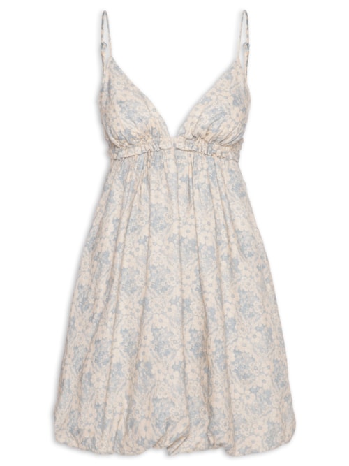 Vestido Curto Linho Estampa Melissa - Azul