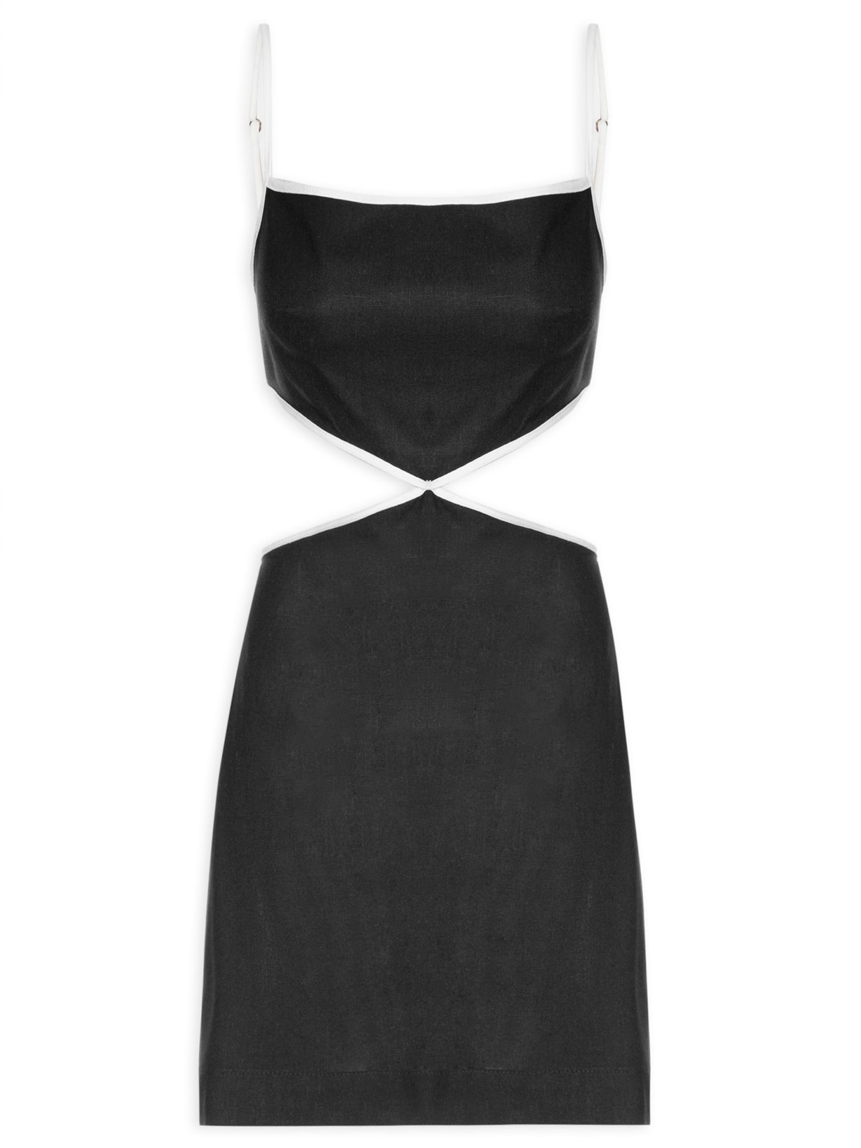 Vestido Curto Linho P&b - Preto