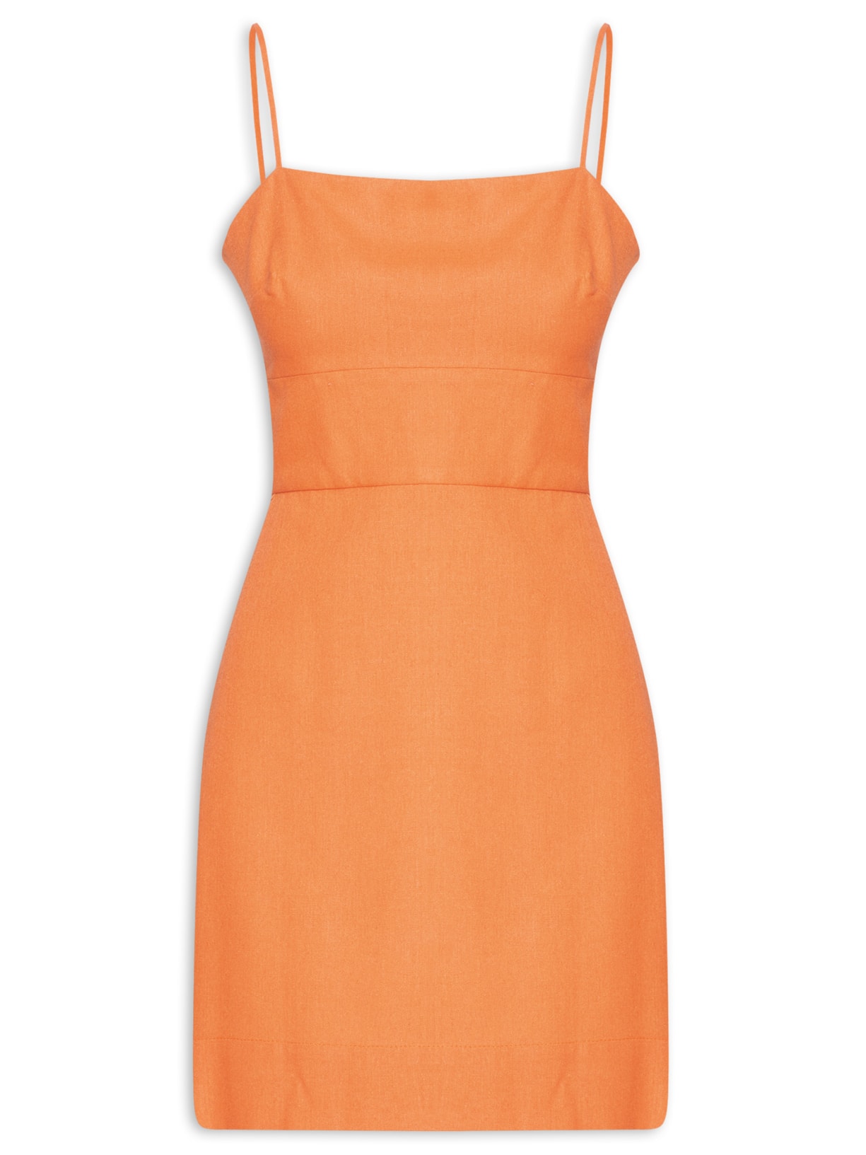Vestido Curto Linho recorte Busto - Laranja