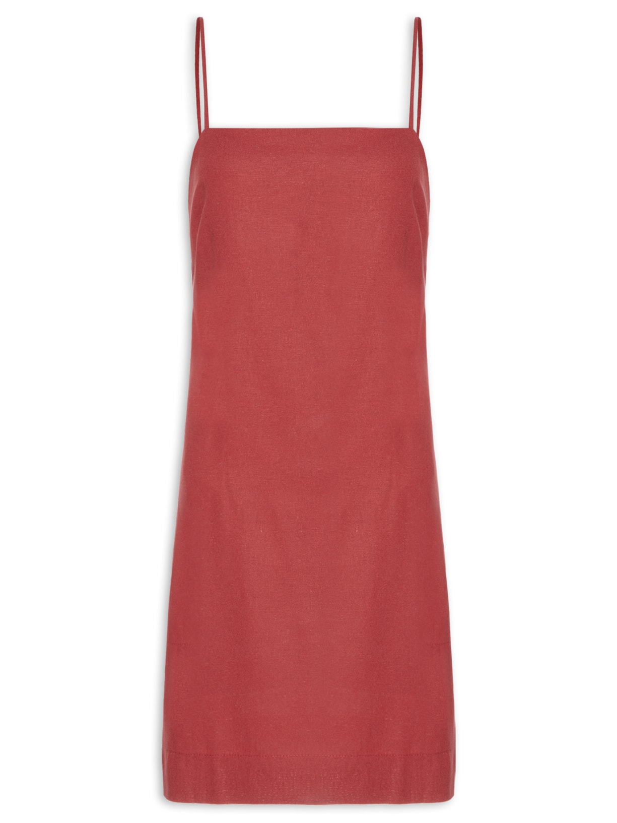 Vestido Curto Linho Reto - Vermelho