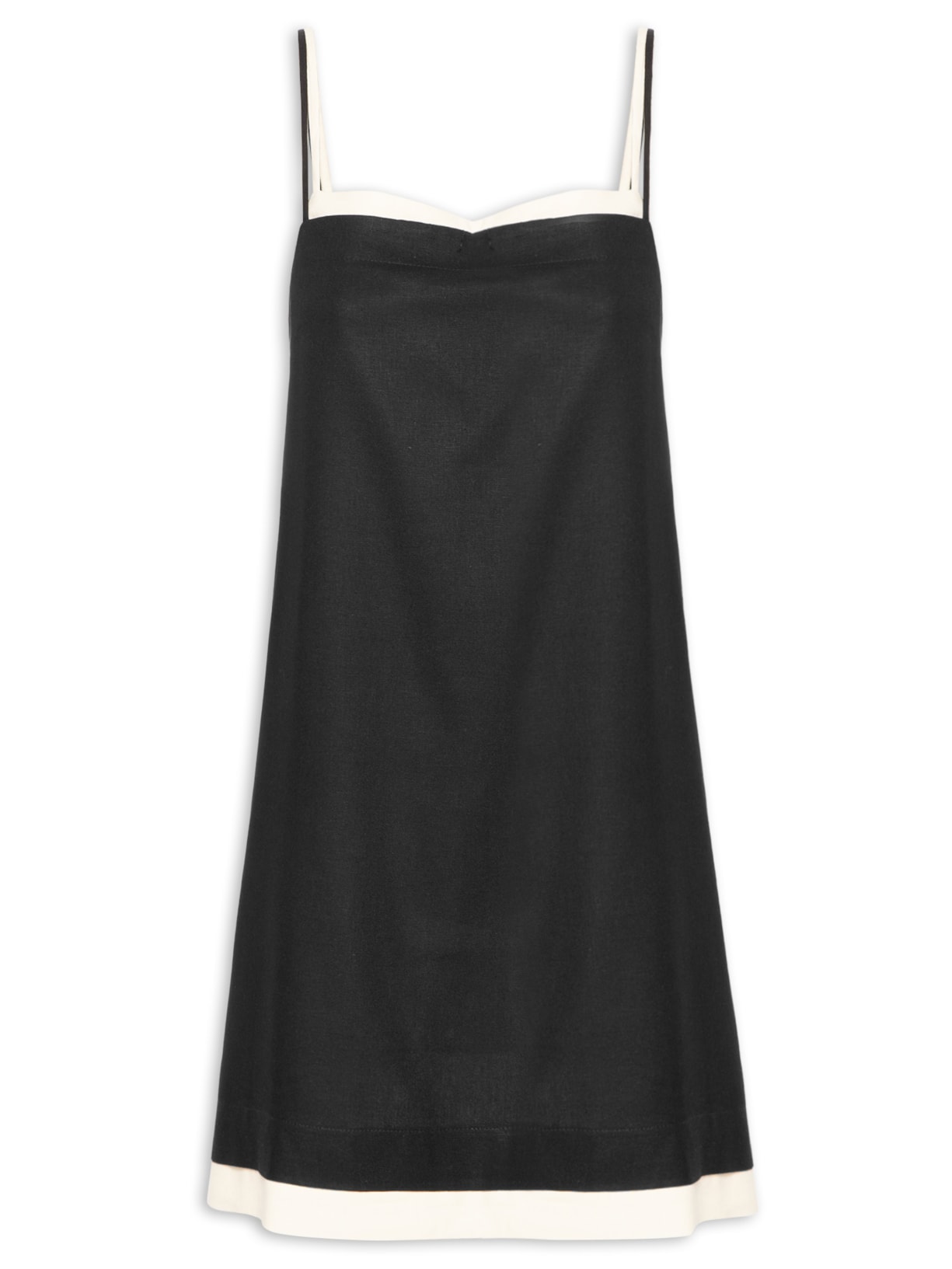 Vestido Curto Linho Sobreposto - Preto