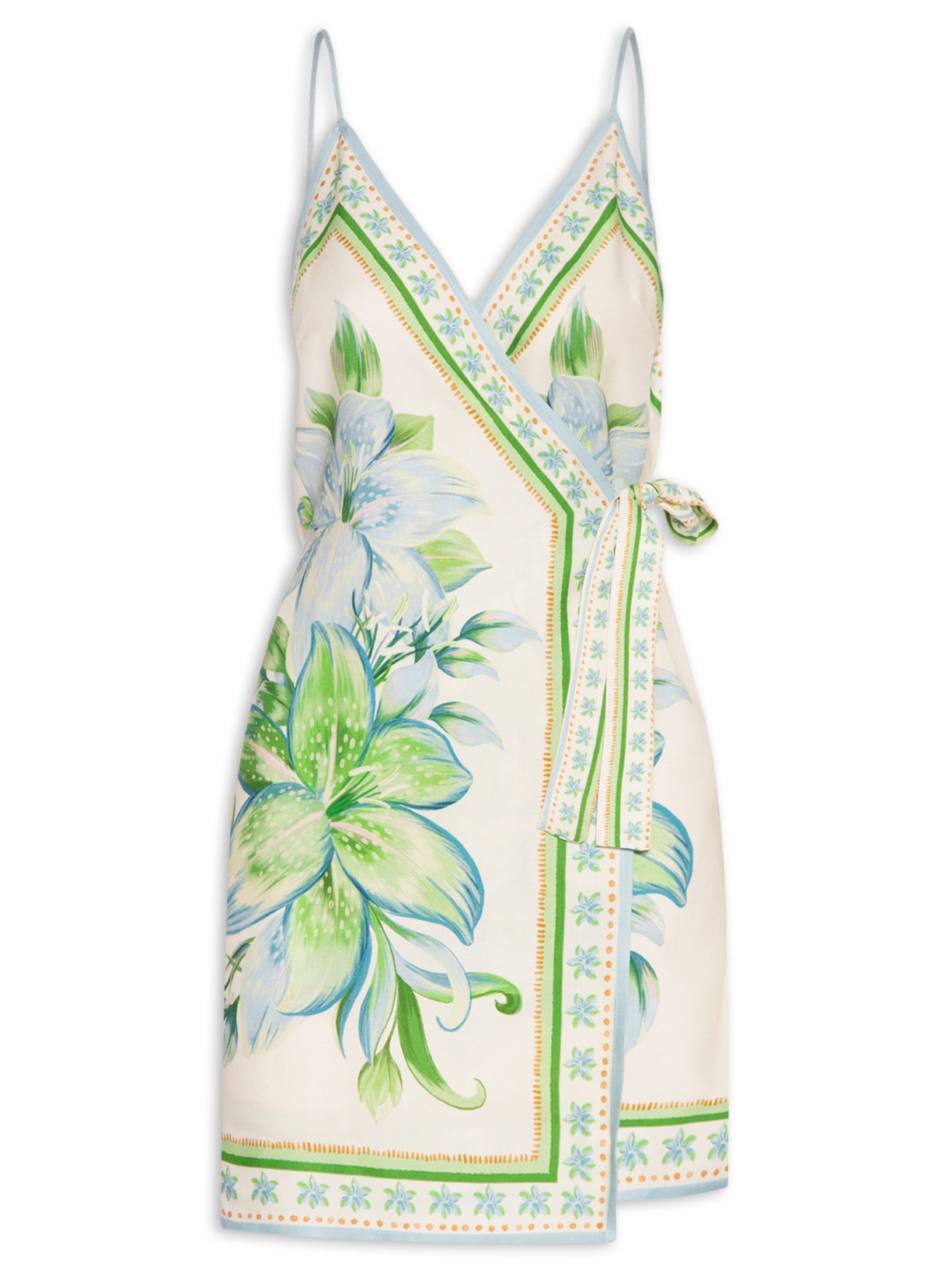 Vestido Curto Lírio Tropical Lenço - Off White