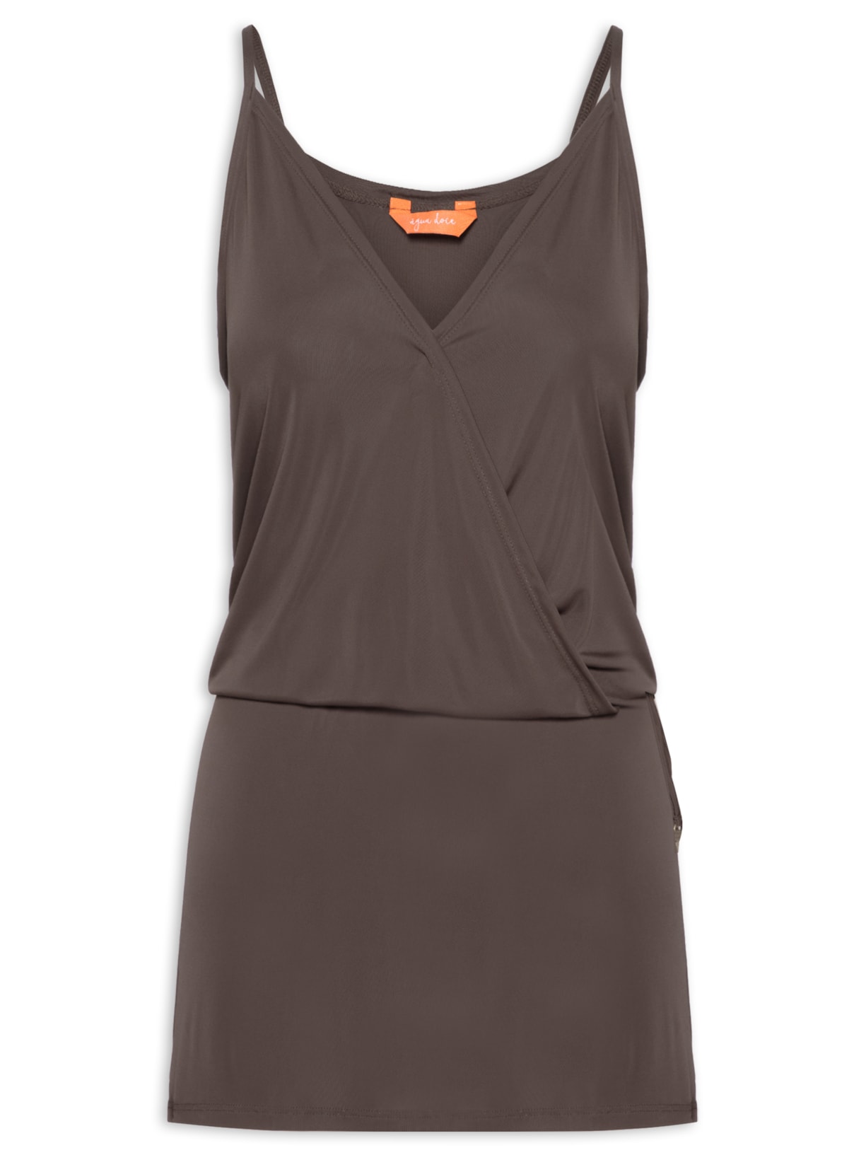 Vestido Curto Liso Marrom Água Doce