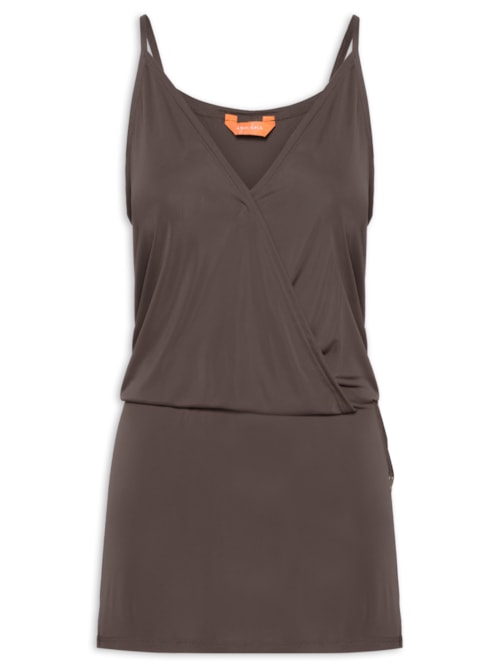 Vestido Curto Liso - Marrom