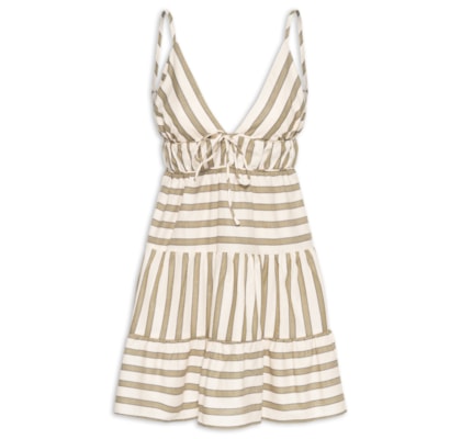 Vestido Curto Listra Morere - Off White