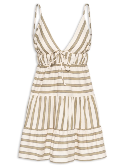 Vestido Curto Listra Morere - Off White