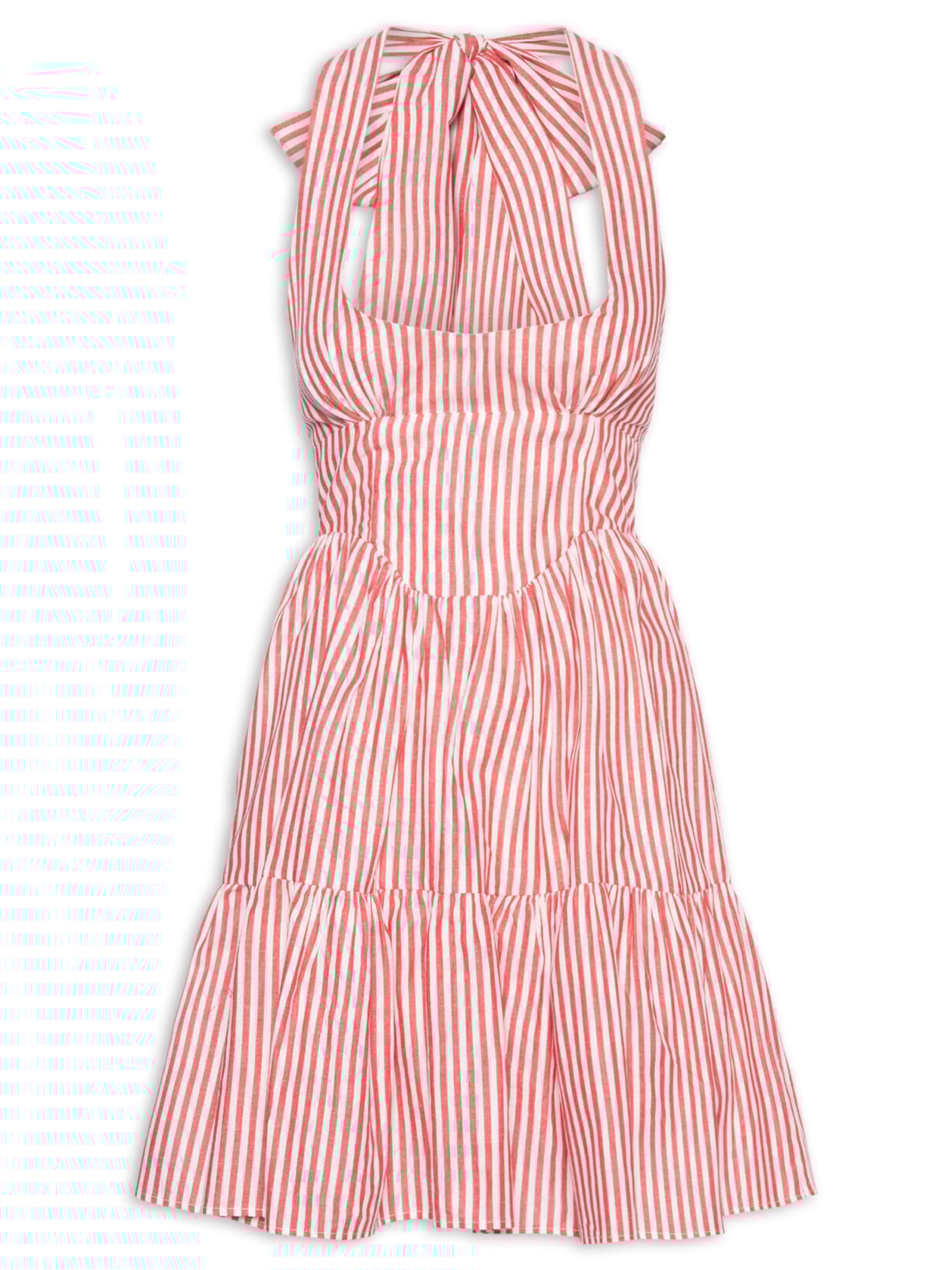 Vestido Curto Listra Palmas - Vermelho