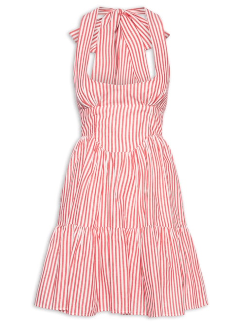 Vestido Curto Listra Palmas - Vermelho