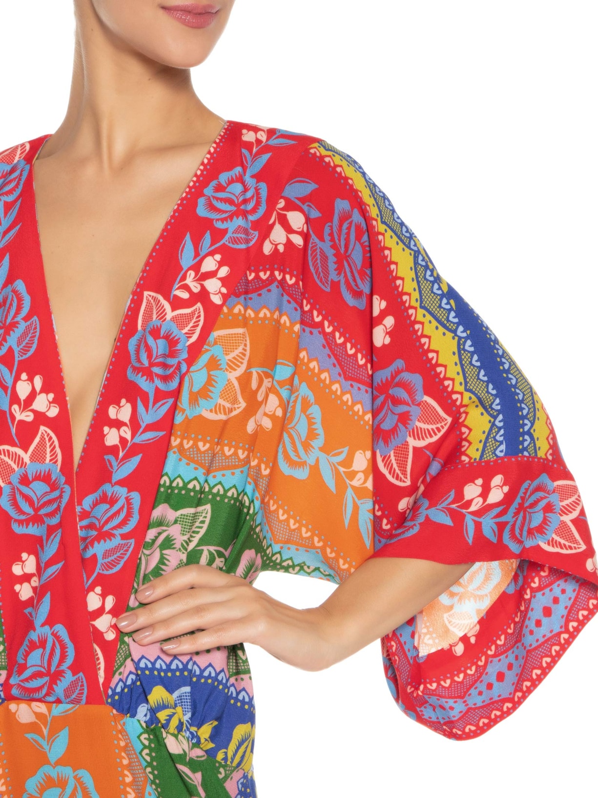 Vestido Curto Listra Rendeira Vermelho Farm