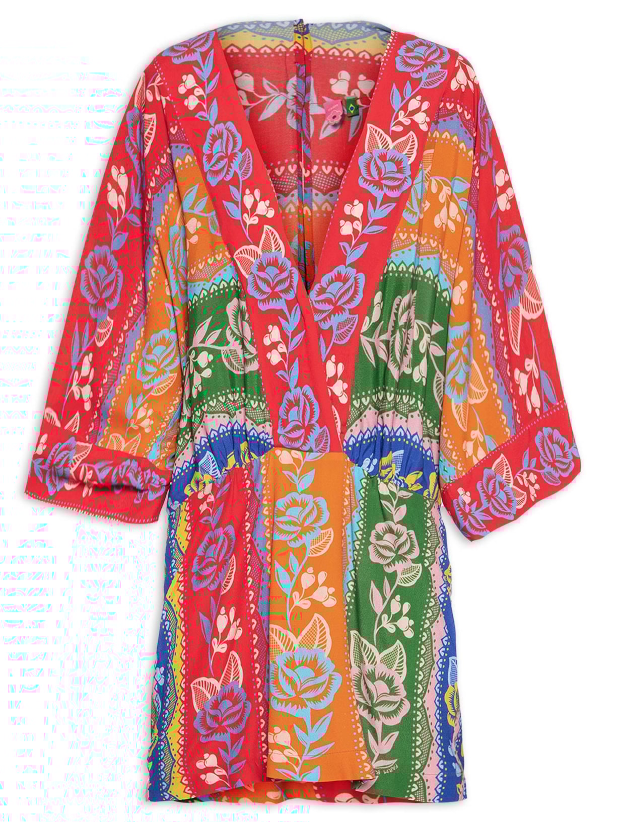 Vestido Curto Listra Rendeira Vermelho Farm