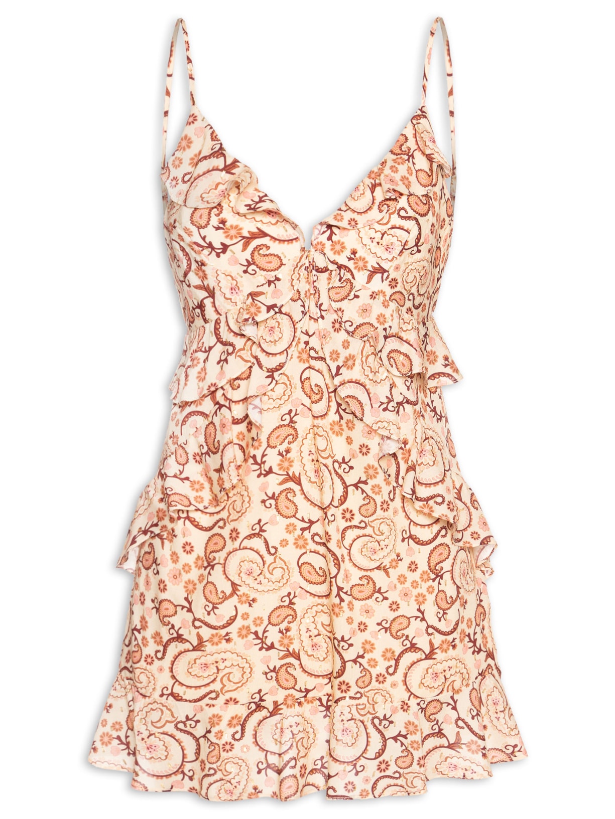 Vestido Curto Luréx Estampa Suspiro Bege Dress To