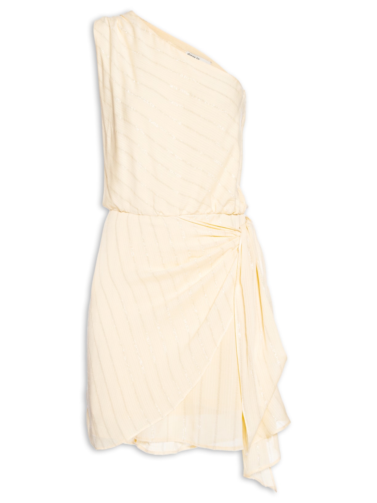 Vestido Curto Lurex Um Ombro Só Amarelo Dress To