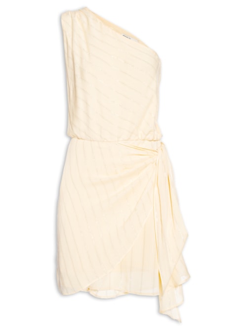 Vestido Curto Lurex Um Ombro Só - Amarelo