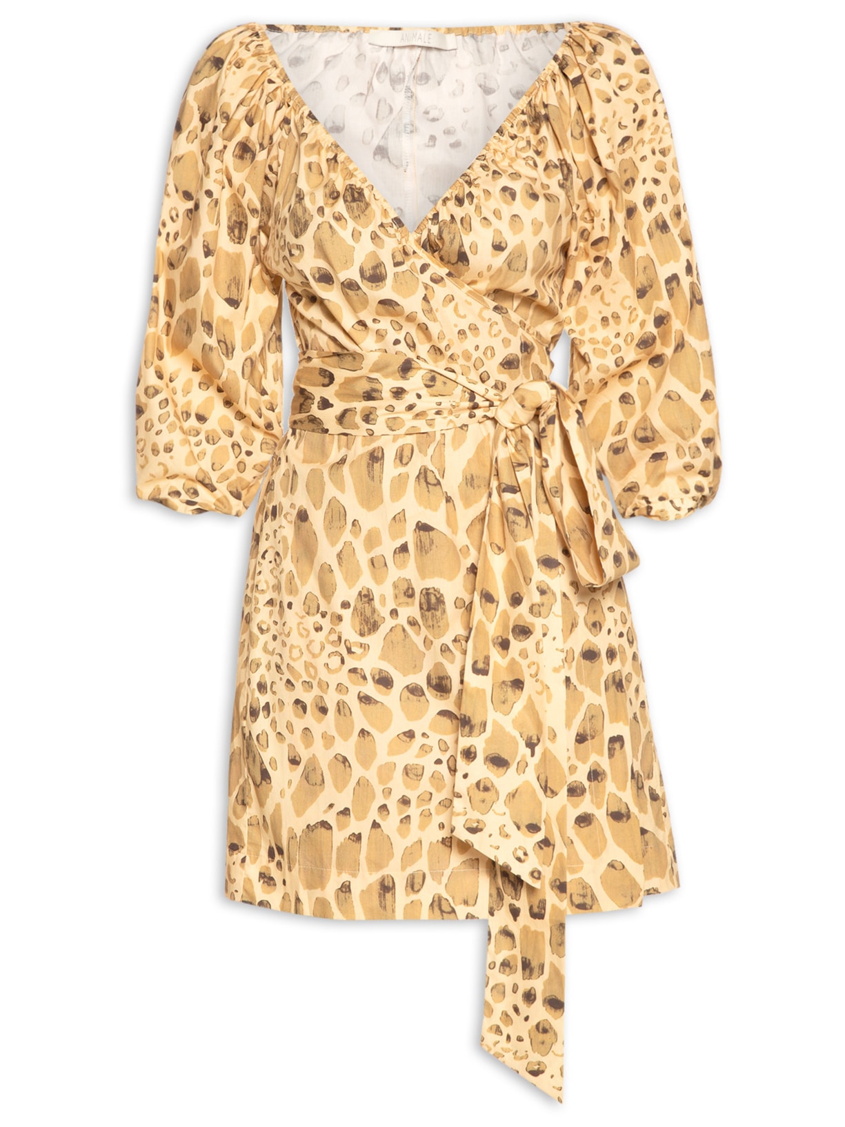 Vestido Curto Manga Bufante - Amarelo