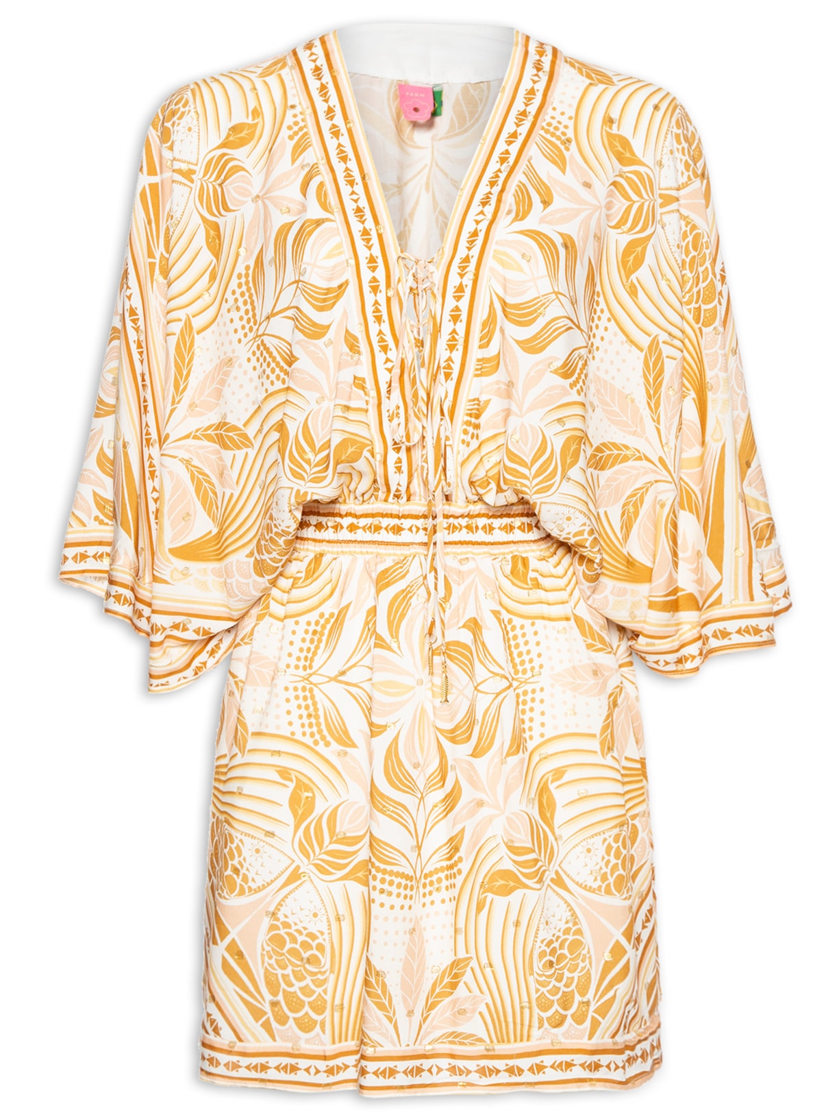 Vestido Curto manga Foz - Bege