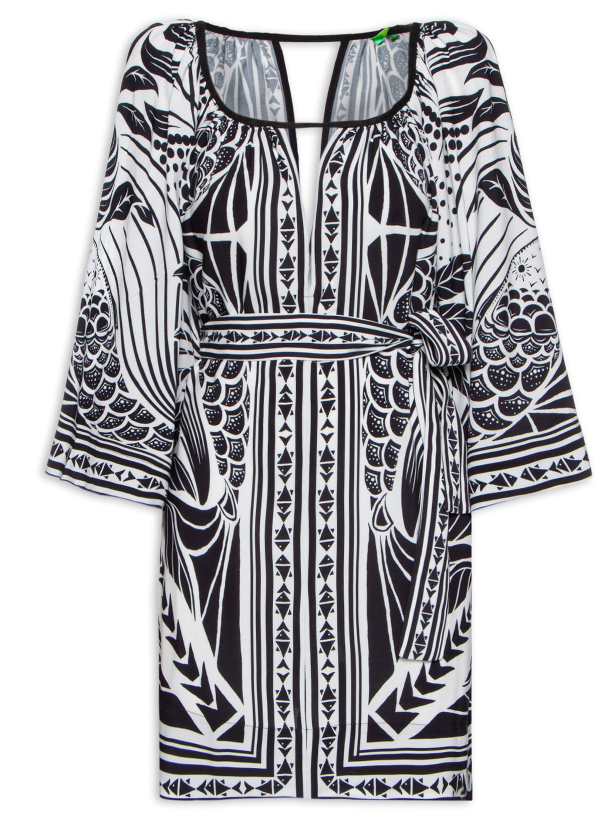 Vestido Curto Manga Foz - Preto