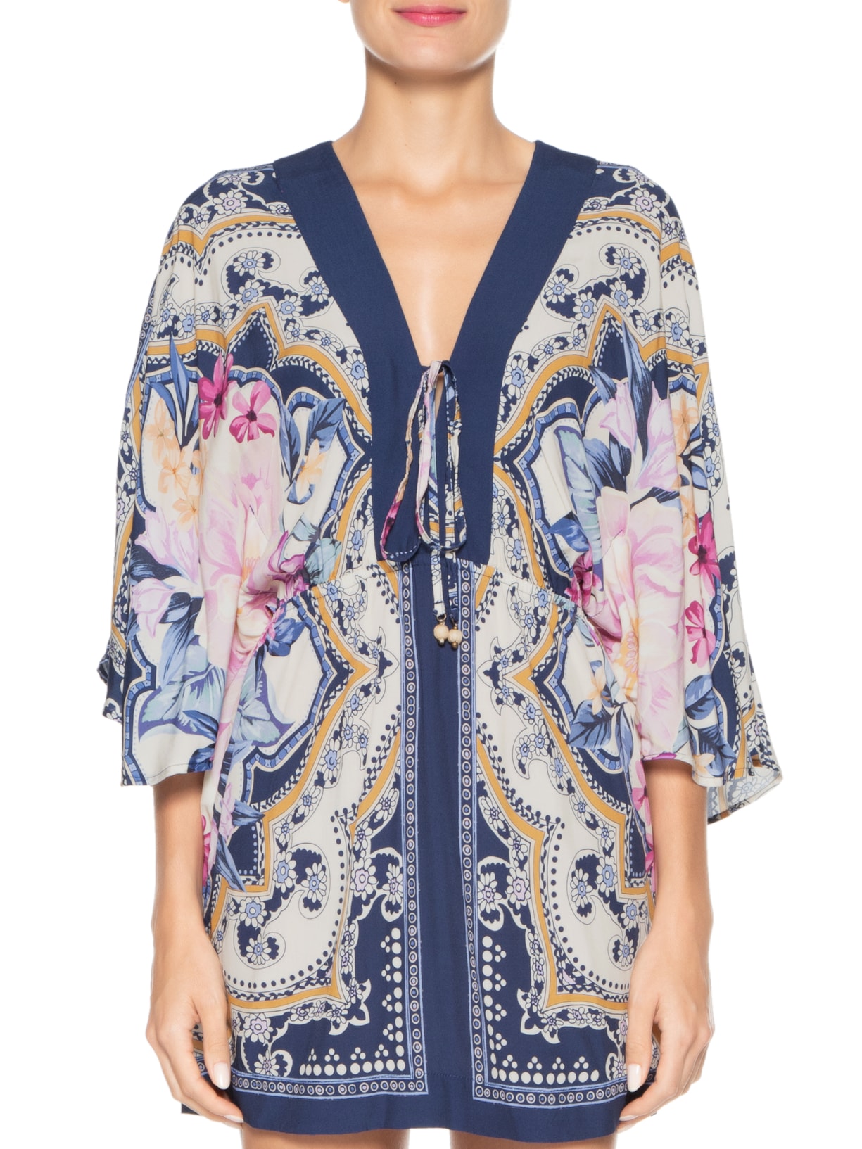 Vestido Curto Manga Lenço De Inverno Off White Farm