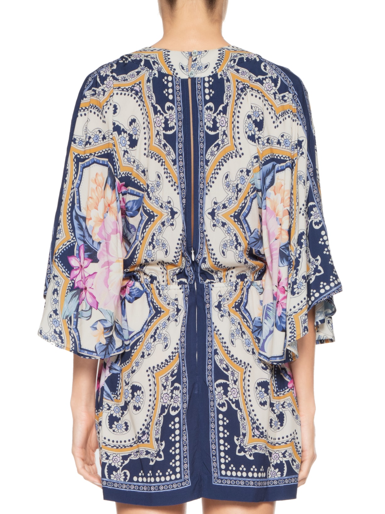 Vestido Curto Manga Lenço De Inverno Off White Farm