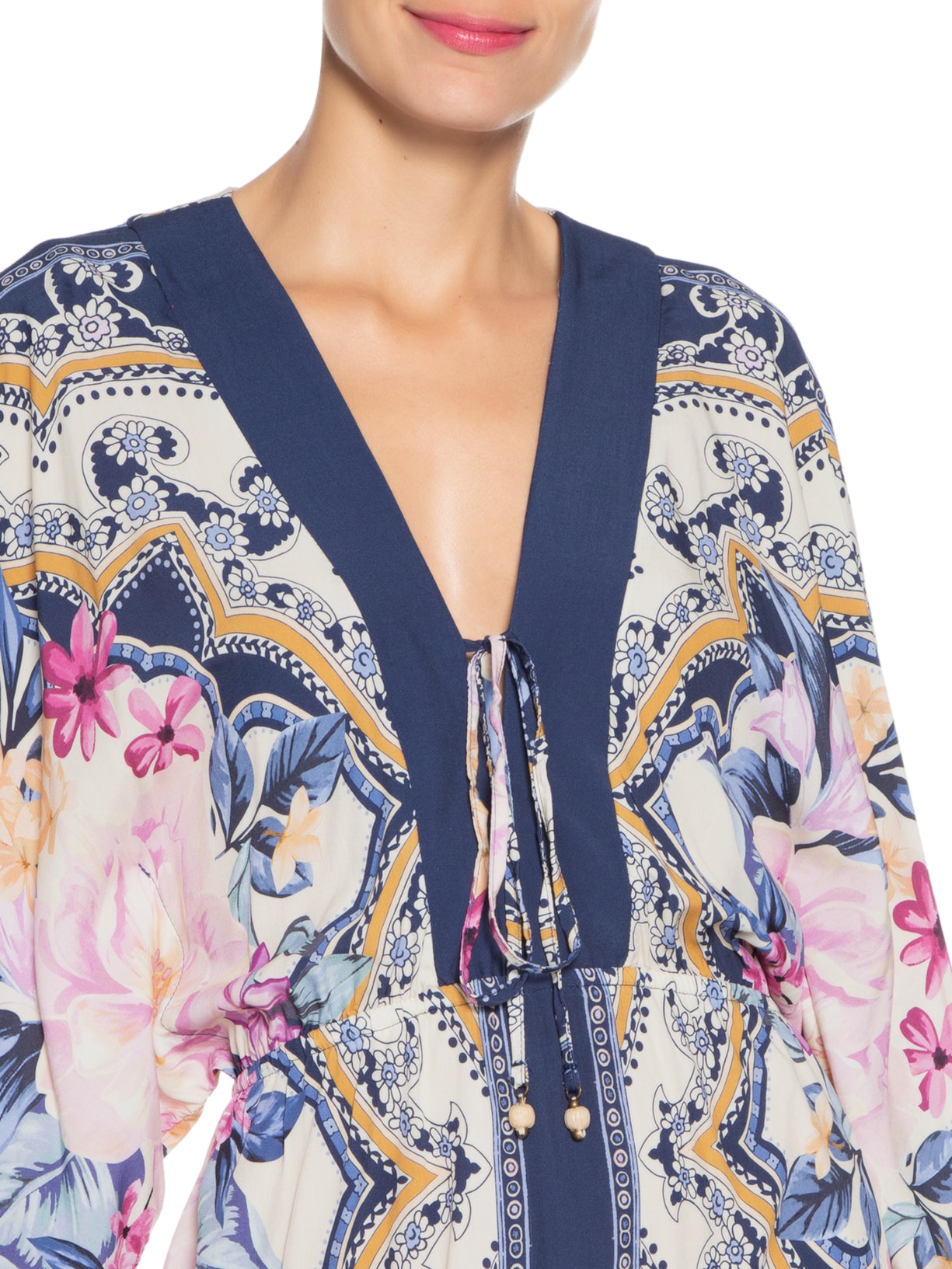 Vestido Curto Manga Lenço De Inverno Off White Farm