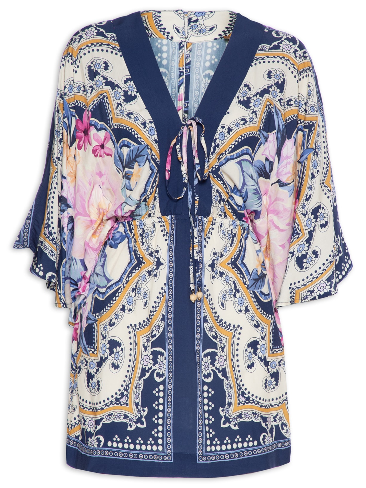 Vestido Curto Manga Lenço De Inverno Off White Farm