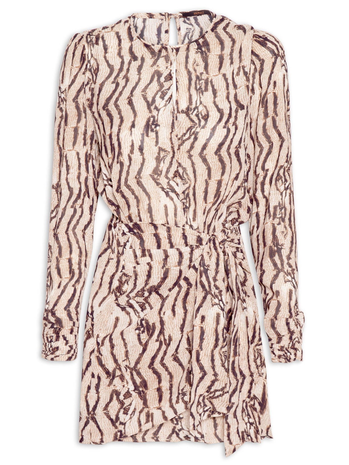 Vestido Curto Manga Longa Cobra Vintage - Animal Print