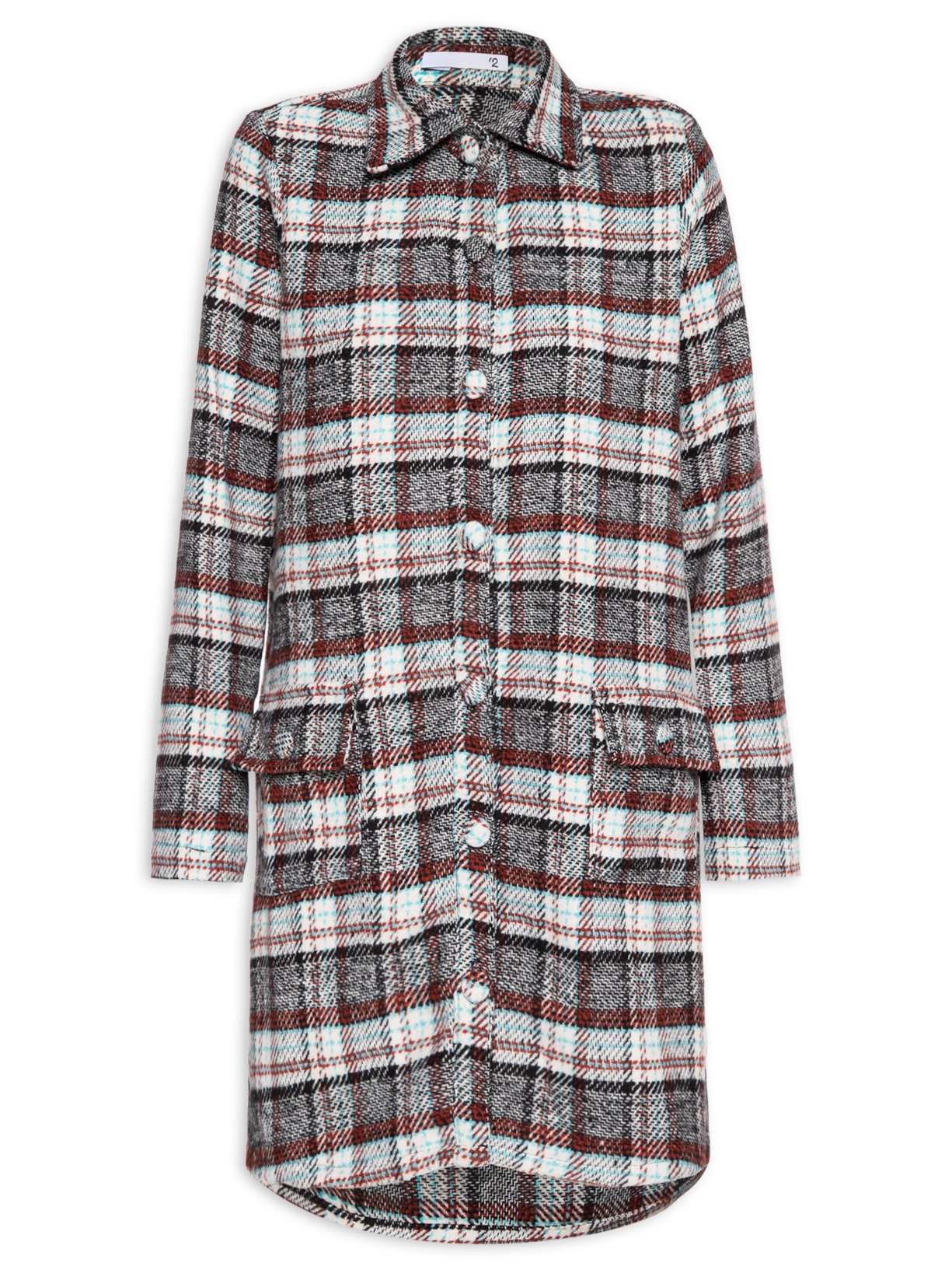 Vestido Curto Manga Longa Em Tweed - Verde