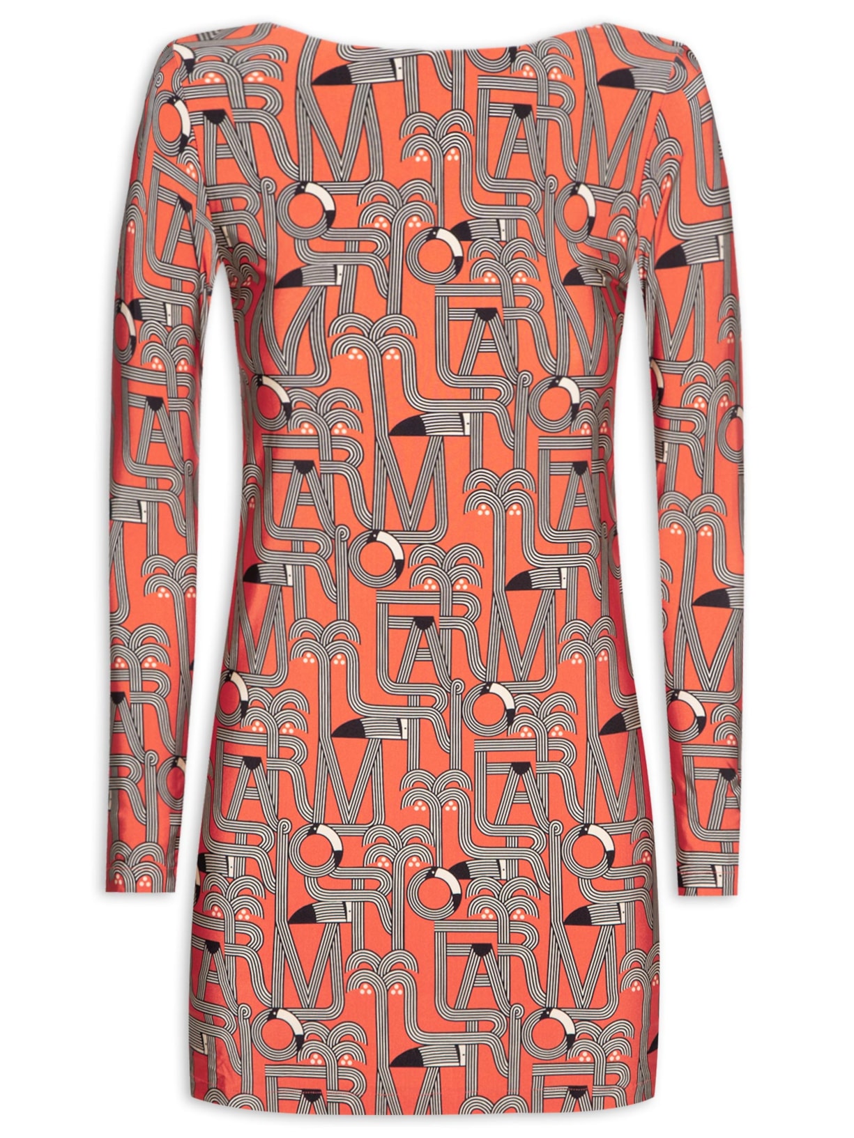 Vestido Curto Manga Longa Logotuca - Vermelho