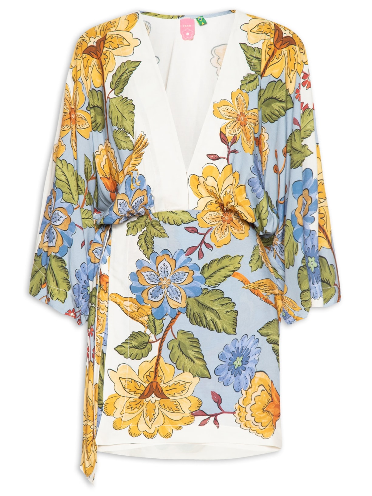 Vestido Curto Manga Naturaleza - Azul