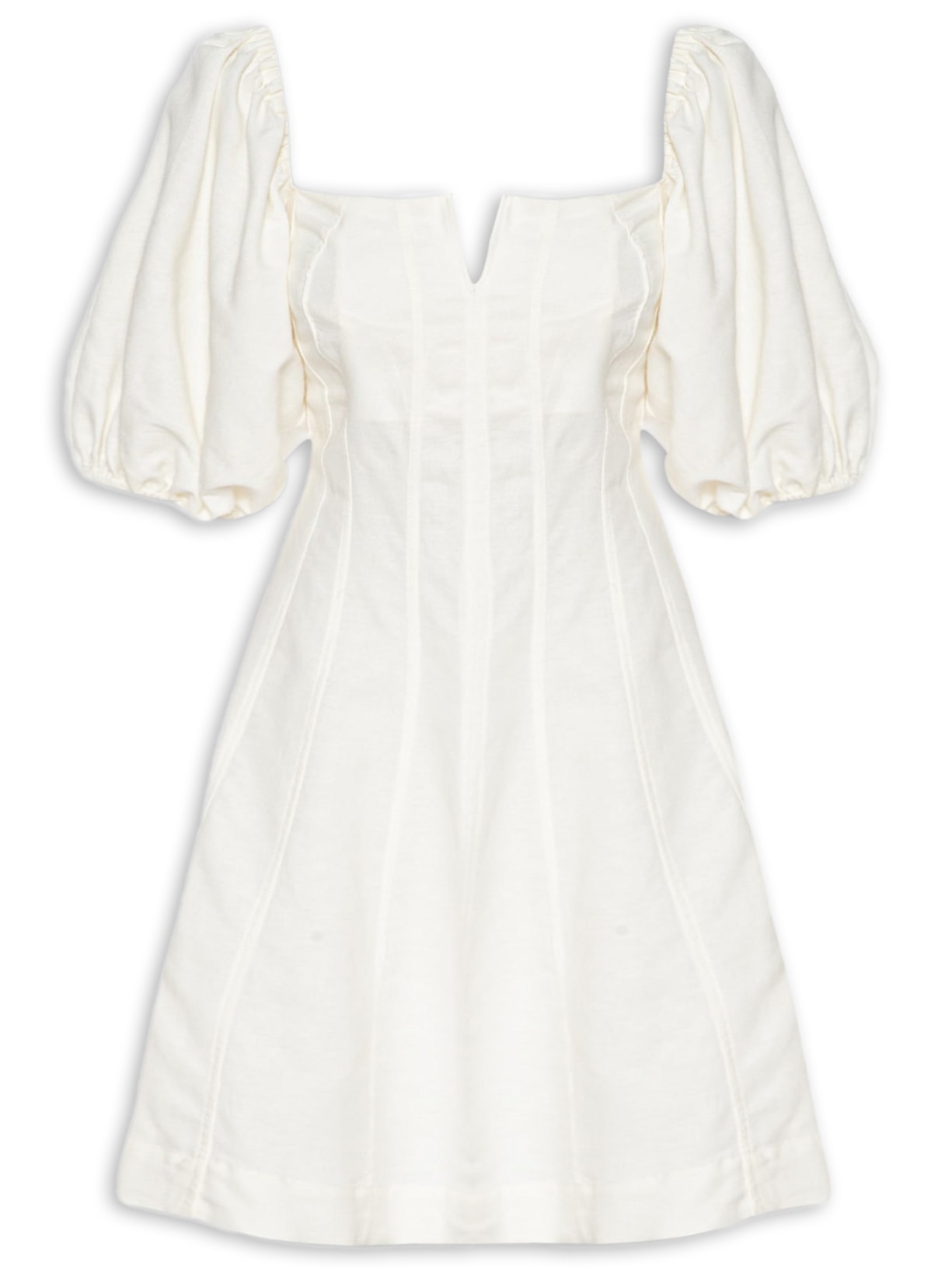 Vestido Curto Mangas Bufantes - Branco